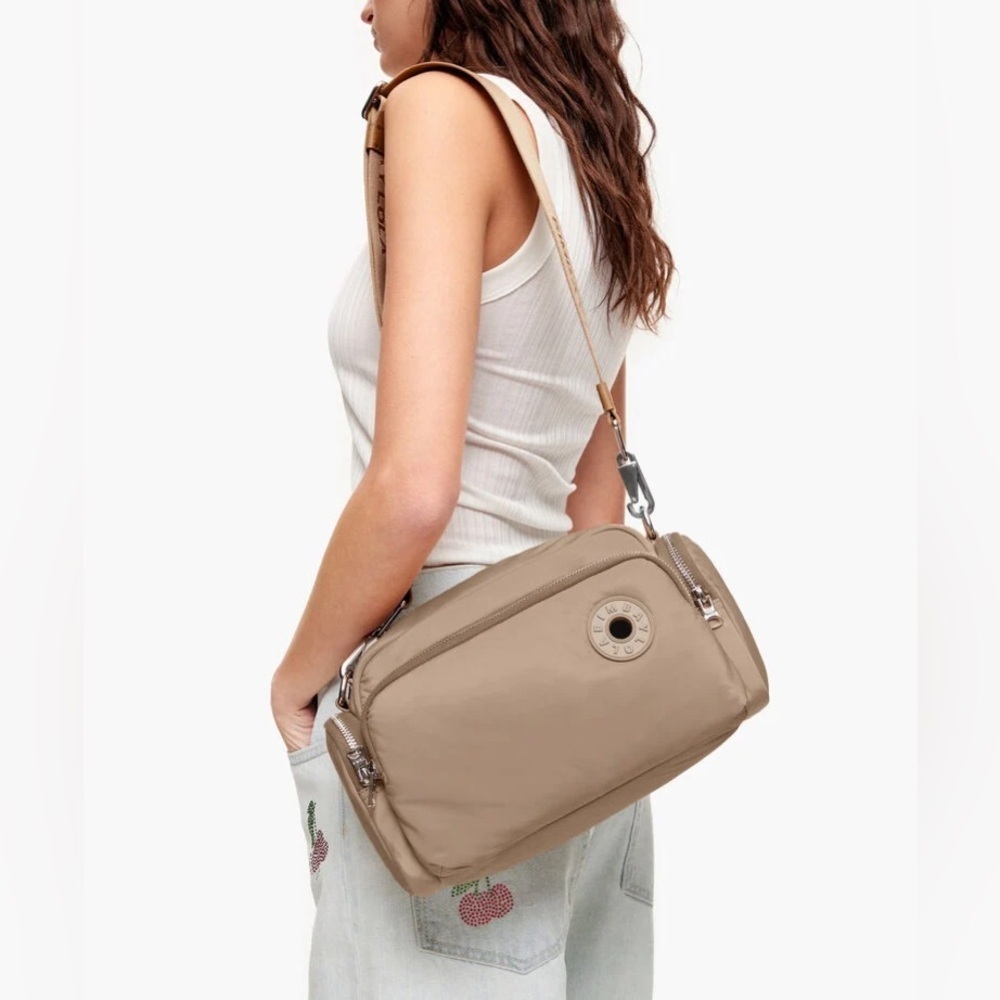 BIMBA Y LOLA Taupe Crossbody Bag Expandable Strap